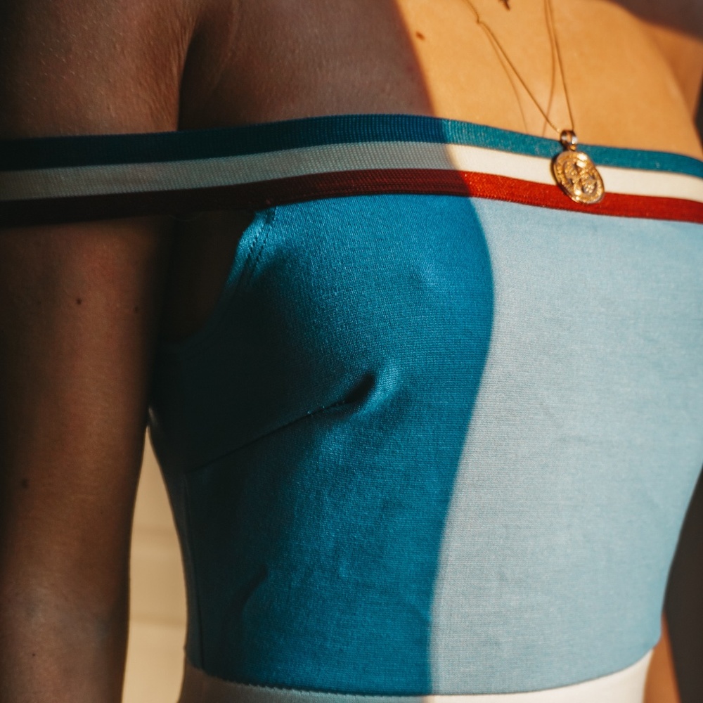 Red white and blue tight body con dress